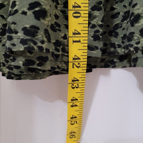 Time and Tru Size L Sea Turtle Leopard (Green and Black) Tiered Side Tie Dress - Picture 13 of 13